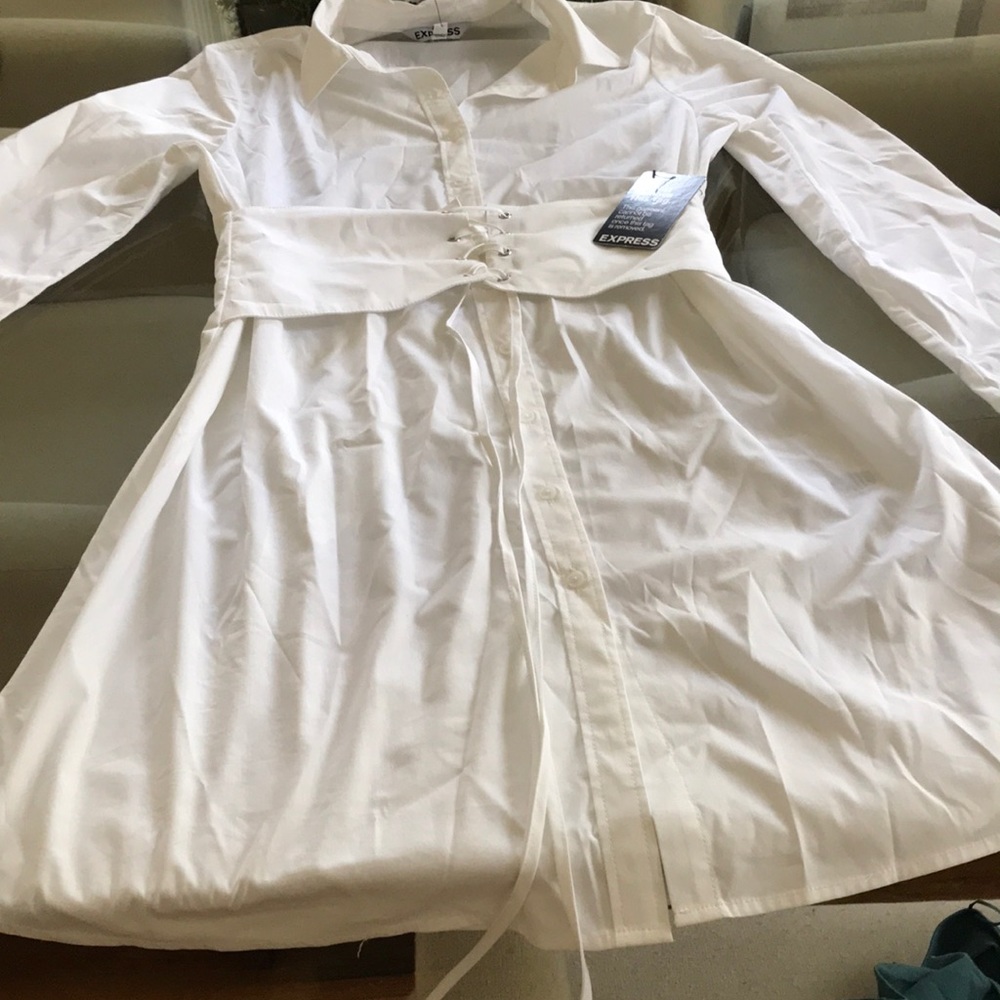 Express NWT white shirt dress